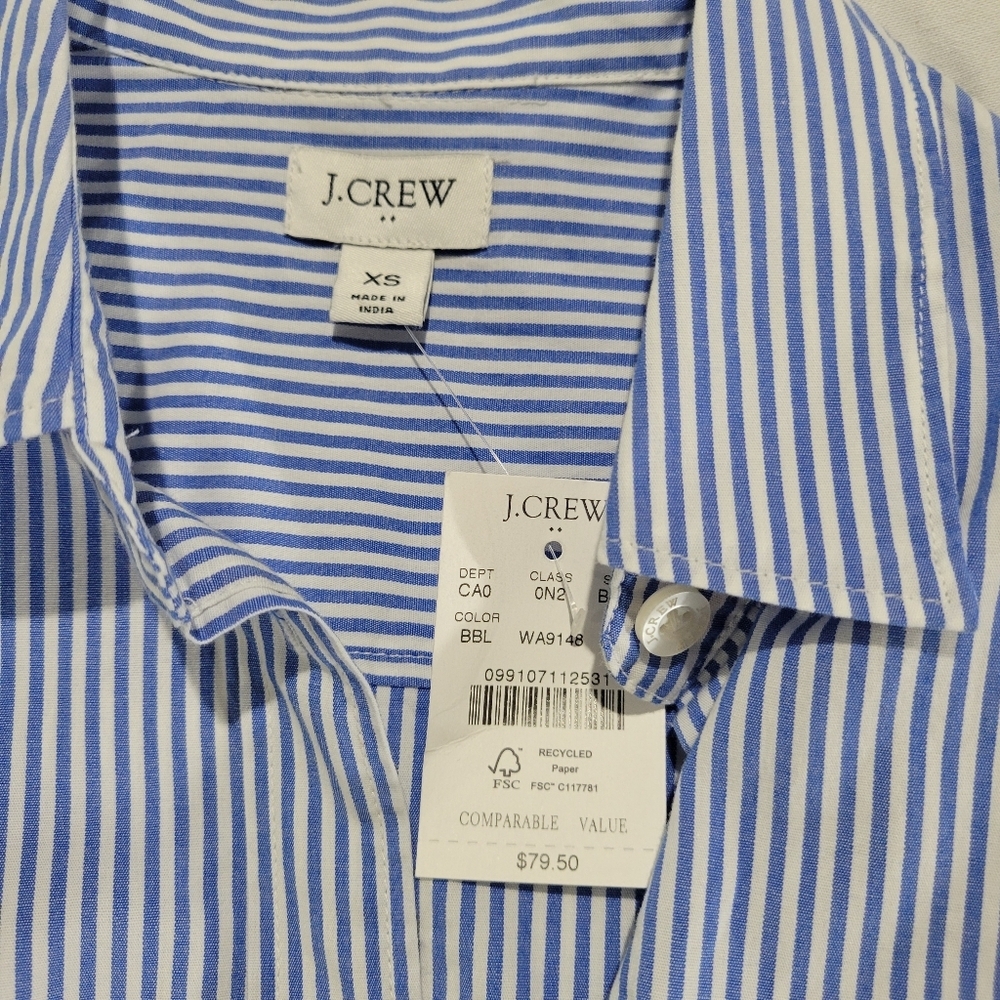 J Crew Factory Button-up cotton poplin shirt in signature fit BU009 NWT Sz XS - Picture 7 of 7